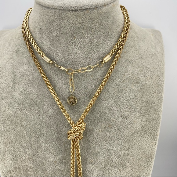 Lilly Pulitzer Gold Belle Tassel Necklace Rope Chain Logo Charm - Picture 5 of 8